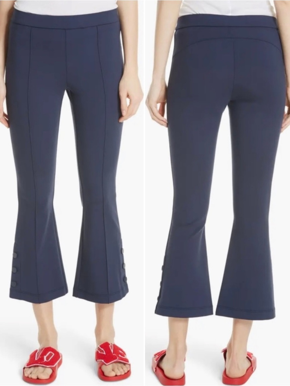 Tory Burch Sport Navy Ponte Bell Flare Pants Size Large
